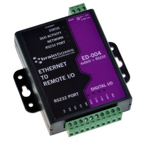 Brainboxes ED-004 - Ethernet to 4 DIO + 4 RS232 Module
