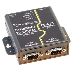 Brainboxes ES-413 - Ethernet to 2 Port RS422/485 (9-pin) PoE Serial Adapter