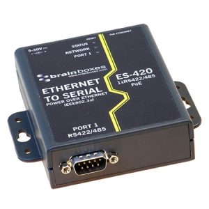 Brainboxes ES-420 - Ethernet to 1 Port RS422/485 (9-pin) PoE Serial Adapter