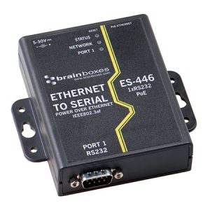 Brainboxes ES-446 - Ethernet to 1 Port RS232 (9-pin) PoE Serial Adapter