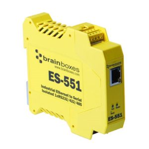 Brainboxes ES-551 - Ethernet to 1 RS232/422/485 Isolated Industrial Serial Adapter