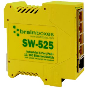 Brainboxes SW-525 - Industrial PoE+ 10/100 5 Port Ethernet Switch