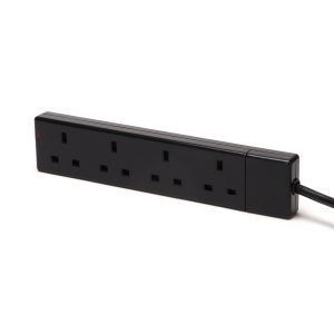 4-Gang 13A UK Mains Extension Lead (2m/Black)