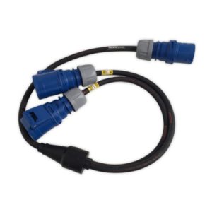 Industrial Y Lead - 16A Plug to 2x 16A Sockets (1m)